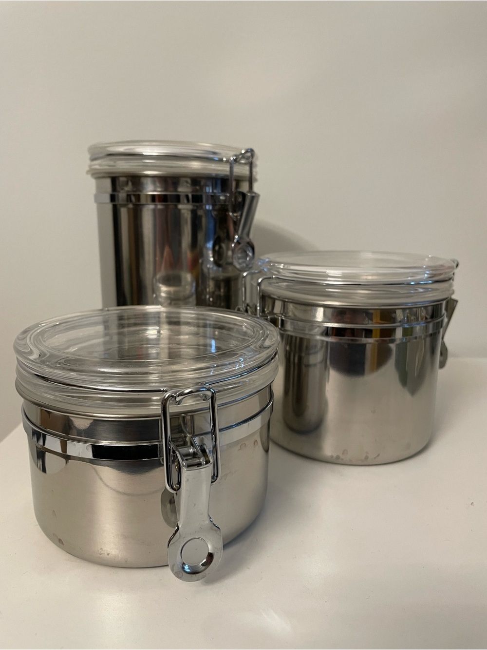 3 Stainless Steel Airtight Kitchen Storage Canisters
